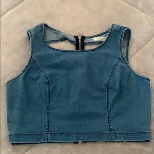 Denim crop tank top